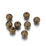 200 Beautiful 8mm (0.3 Inch) Round Stardust Beads Antique Bronze Plated Brass Metal Spacer for DIY Craft Jewelry Making CF31-8