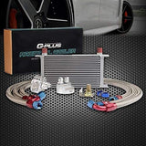 G-PLUS Silver 19 Row AN10-10AN Aluminum Engine Transmisson Oil Cooler Kit & Oil Cooler Kit English-style A