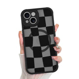 KANGHAR for iPhone 15 Case Checkered Matte Aesthetic Cute Pattern Magnetic [Compatible with Magsafe] Slim Shockproof Full Body P