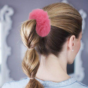 jiebor 32PCS Faux Fur Scrunchies and Hair Accessories for Women - Fuzzy Hair Ties, Bands, Ropes, Wristbands, Rings for Ponytail
