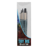 Creative Mark Artist Paint Brush Set Mimik Synthethic Squirrel Short Handle Paint Brushes Assorted Sizes Try Me Pack 5 P