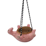 India Meets India Ceramic Hanging Planter Pot Flower Pot Indoor Planter Handicraft By Awarded Indian Artisan (Turtle (Pink))