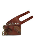Art N Vintage WomenS Cognac Patchwork Handcrafted Genuine Leather Belt With Lace Buckle (2628)