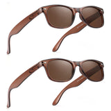 2 Pack Reader Sunglasses for Men Women Classic Rectangle Reading Glasses Outdoor Full Lenses Magnifying Eyewear UV Protection Br