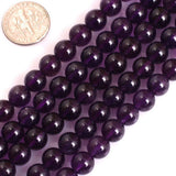 GEM-Inside Genuine Amethyst Gemstone Loose Beads AAA Grade 8mm Natural Dark Purple Crystal Energy Stone Power Beads for Jewelry 