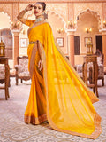 Satrani Womens Pure Georgette Saree (3463S236N_Yellow)