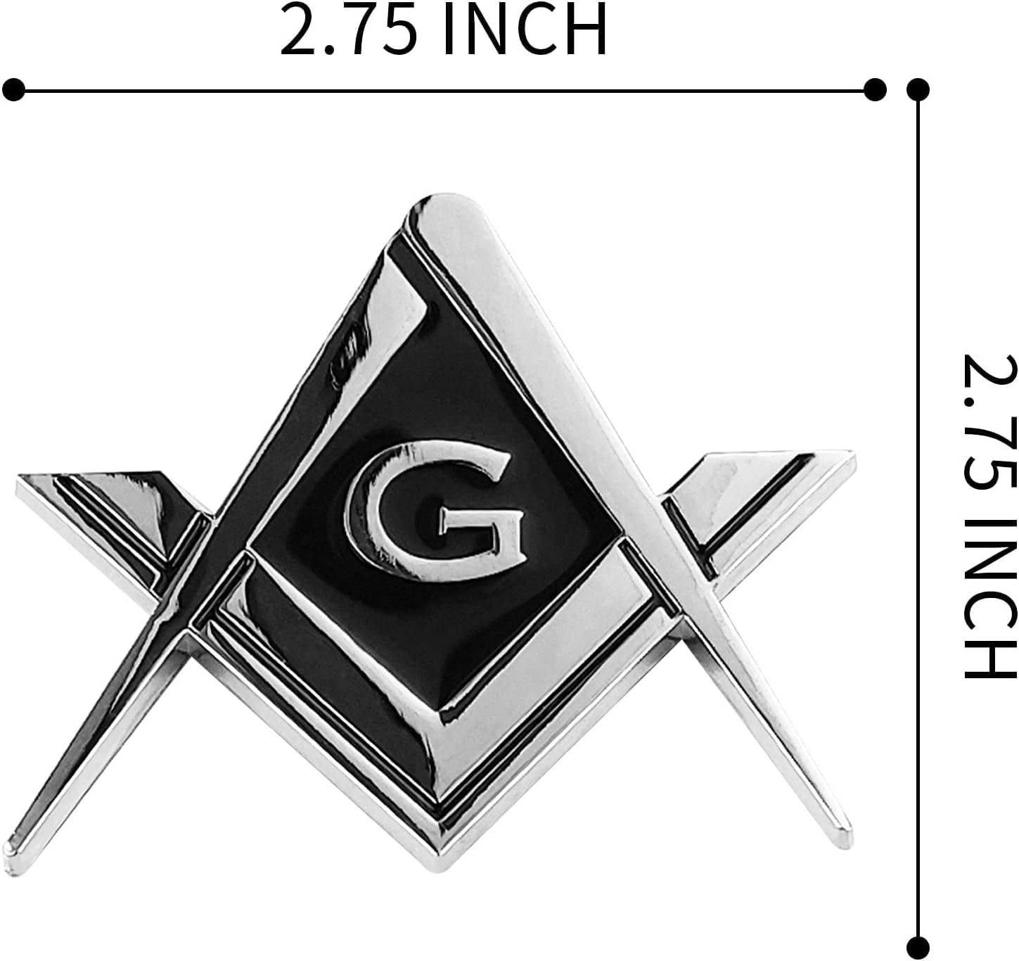 2.75 Chrome Plated Masonic Car Emblem Mason Square and Compasses Auto Truck Motorcycle Decal Accessories (10 Piece)