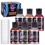 OPHIR Metallic Acrylic Pouring Paint Set,3.8OZ/Bottle,Premixed Metallic Pour Paint Gold,Silver,Copper,Bronze,High Flow Water-Bas