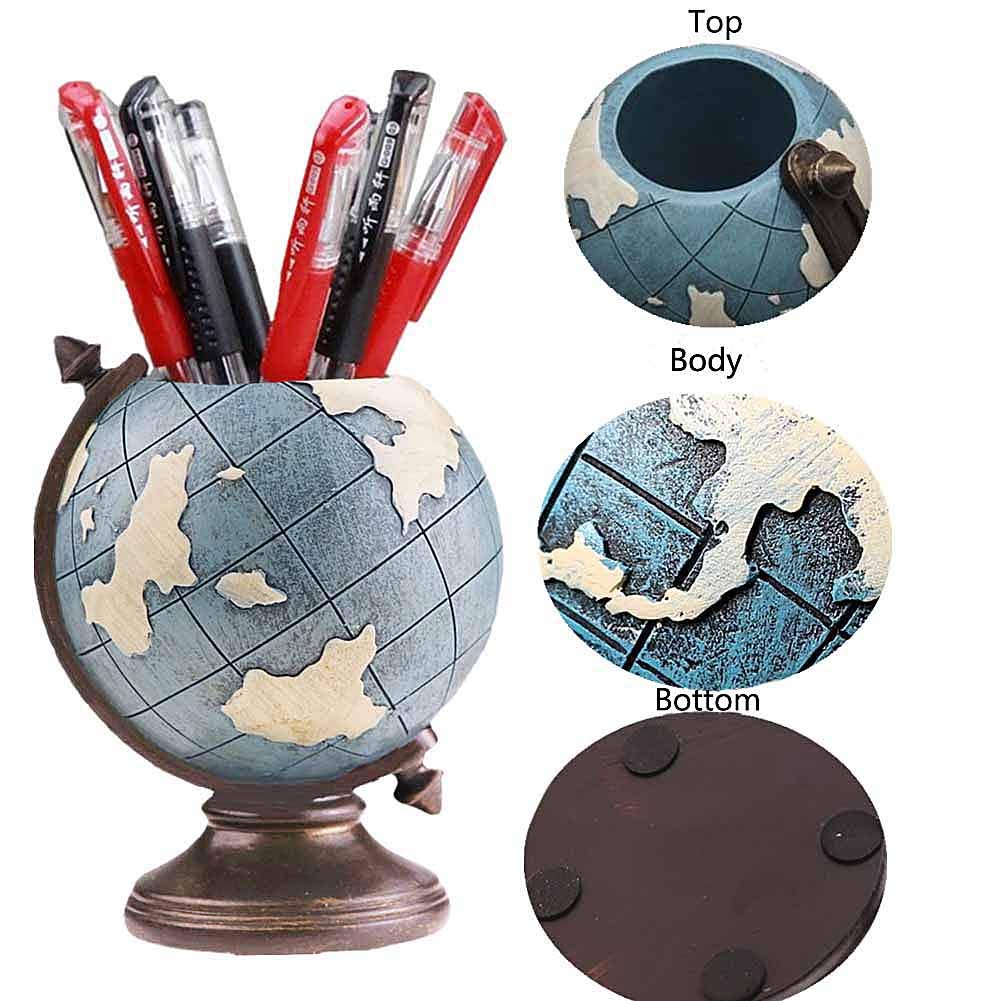 MUAMAX Globe Pen Pencil Holder for Desk Pen Organizer for Desk Desktop Organizer Pencil Cup Pot Desk Accessories for Home Office