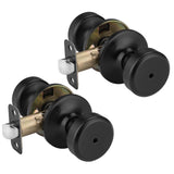 STARPY Black Door Knobs, Pismo Door Knob with Lock, Privacy Door Handles Interior for Bath & Bed (Privacy, Matte Black, 2)