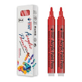 TFIVE Red Paint Marker Pens - 2 Pack Acrylic Permanent Marker, 2-3mm Medium Tip, Paint Pen for Art Projects, Drawing, Rock Paint