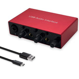 Audio Interface USB Audio Interface with Mic Preamplifier USB Audio Mixer Recorder with 48V Phantom Power, 24 Bit, Support Table