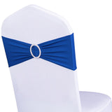 WENSINL Spandex Royal Blue Chair Sashes 50 Pack for Wedding, Elastic Stretch Chair Bands with Buckle Slider, Chair Bows for Part