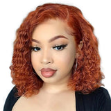 10 Inch Ombre Blonde Bob Wig Human Hair 4/27 Wear and Go Honey Blonde Curly Wig Human Hair Glueless Wigs for Black Women Side Pa