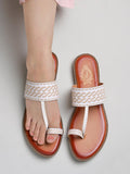 Shoetopia Women'S Kolhapuri-166 Flat Sandal-7 Kids Uk (Kolhapuri-166-White)-Eu40,White,7,B0D76T8Y8W