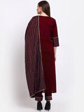 Gosriki Women'S Cotton Straight Kurta With Pant & Dupatta (Chhavi-Wine_L-Go_Purple_Large),Purple,,B09NVNHRP9