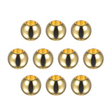 HARFINGTON 10pcs Beads 8mm Stainless Steel 4mm Hole Dia Bead for DIY Crafts, Gold Tone
