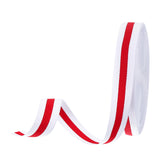 PATIKIL 6/8 White Red Striped Grosgrain Ribbon, 25 Yard Polyester Fabric Stripe Craft Ribbon Double Faced Design for Bow Gift Wr