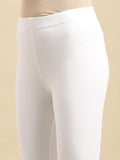 Rangita Women Cotton White Solid Ankle Length Legging, S