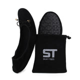 Silky Toes Velvet Foldable Flats for Women Purse Ballet Slippers Wedding/Travel Flat Shoe Suede Black