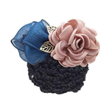 Women Hair Bun Cover Net Snood Hairnet Bowknot Decor Barrette Hair Clip Bow Ribbon Flower Hair Accessories For Stewardess Banks 