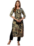 Anni Designer Women'S Cotton Blend Straight Printed Kurta With Pant (Rai Black-Nw_L_Black_Large),Black,L,,,