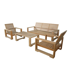 Anderson Teak Set-142 Capistrano 5-Piece Sofa Collection Modern Deep Seating, Teak Honey Gold