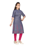 Aarika Girl'S Cotton Regular Tunic Shirt (Kurti-K-42_Blue_14 Years-15 Years)