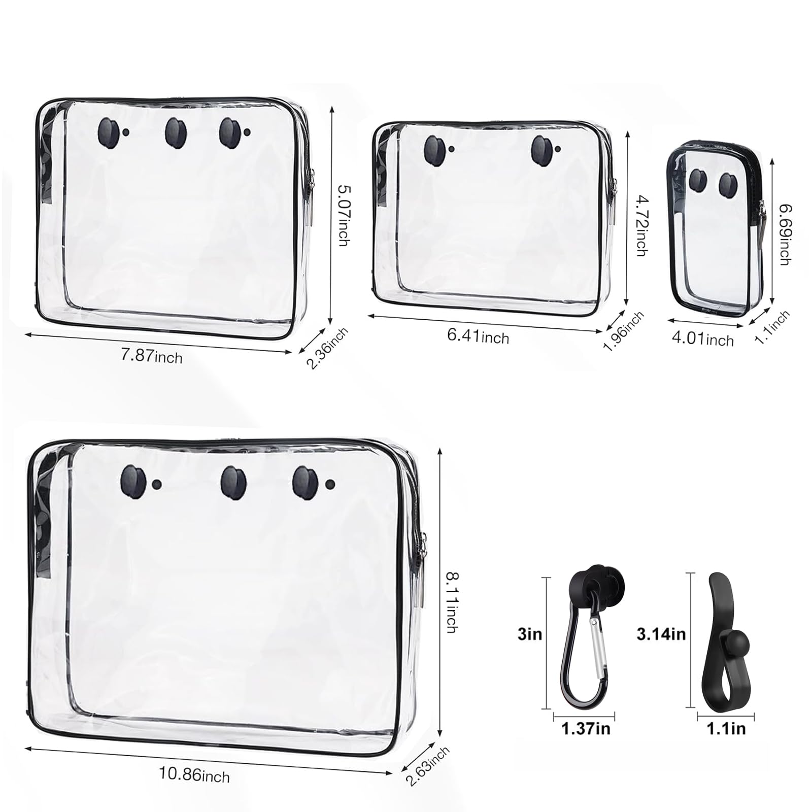 Aimeiar 4 Packs Clear Black Bogg Beach Tote Bag Accessories Compatible with Bogg Bag Insert Bag Travel Cellphone Makeup Clean To