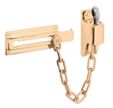 Prime-Line U 9912 Keyed Chain Door Guard, 3-1/4 In., Steel and Diecast Construction, Brite Brass-Plated Finish (Single Pack)