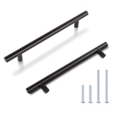 KNOBWELL 5 Pack 6-3/10 Inch Matte Black Kitchen Cabinet Handles Cabinet Pulls, Round T Bar Cupboard Handles Dresser Pulls, Bathr
