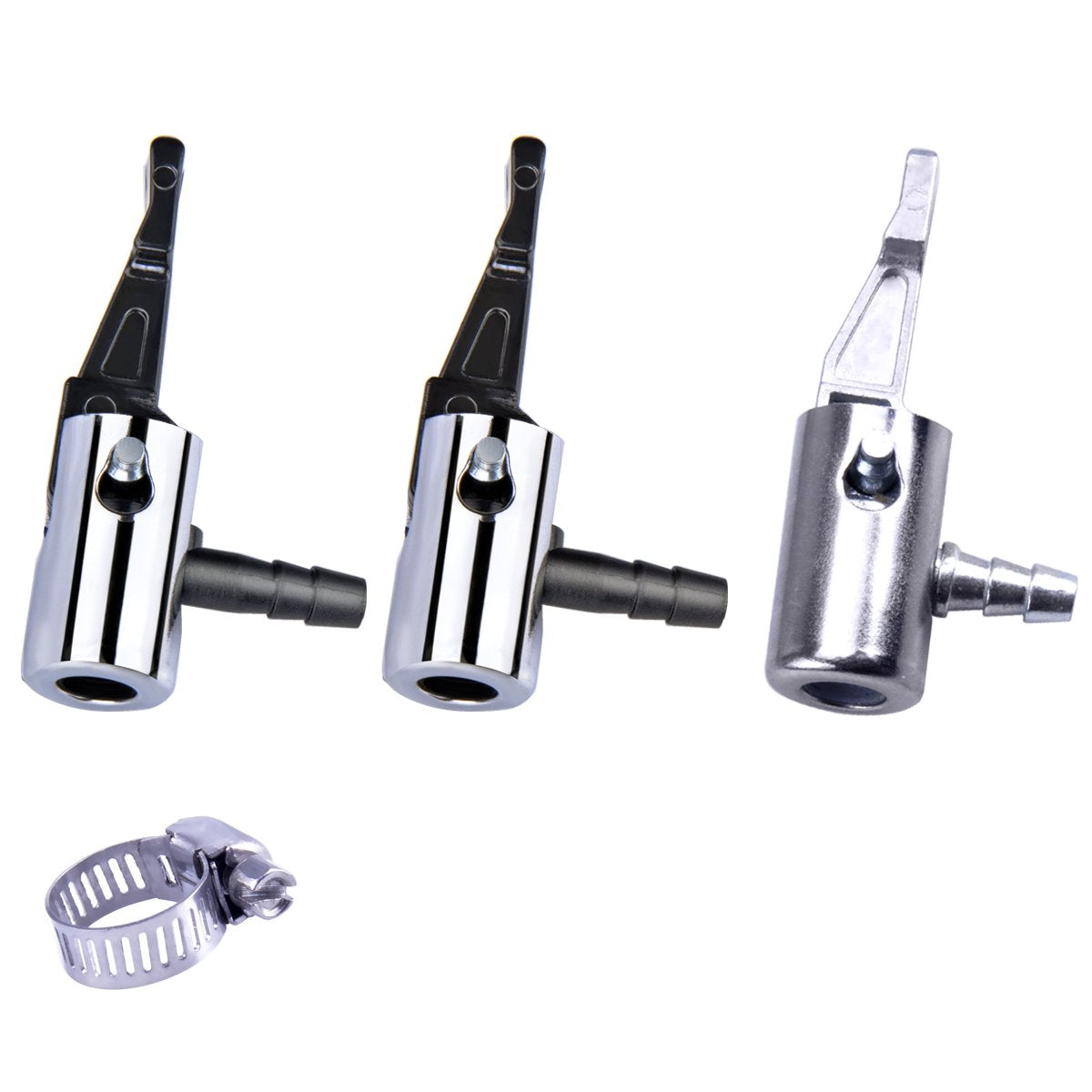 1/4lock on air chuck,mini air compressor portable tire inflator tire chuck hose end with barb connector for hose repair-3Pack