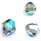 Chengmu 6mm Bicone Clear Green Glass Beads for Jewelry Making 425Pcs Faceted Shape Crytal Spacer Beads for Bracelet Necklace - C