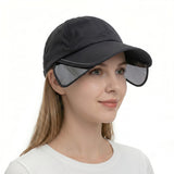 Orrda Sun Protection Cap For Women With Hair Hole | Nylon Uv Protection Face Shield Hat With Side Visor | Wide Brim Outdoor Summ