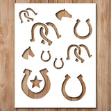 Generic Horse Shoe Stencil - Western Cowboys Cowboy Horse Template Stencils Reusable for Painting on Wood, Glass, Wall, Rock, Wa