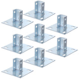 2 PCS Strut Post Bases, 4 Slotted Holes U Post Base for 1-5/8 Inches Square Single Channel, 5.7 x 5.7 Inches Large Panel Anti-Ti