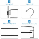 4-Tier Swing Arm Pants Hanger with Removable Foam-Padded Arms, Up to 5 Garments, Chrome