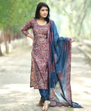 Anni Designer Women'S Rayon Blend Straight Printed Kurta With Pant & Dupatta (Parimat Red_M_Red_Medium),Red,M,,,