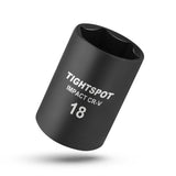 TIGHTSPOT 1/2 Inch Drive - 18mm Shallow Impact Socket with Anti-Rounding 6 Point Design, Heat-Treated CRV Steel, Metric