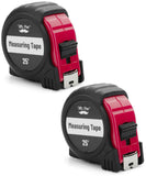 Mr. Pen- Retractable Tape Measure 25 ft, 2 Pack, Red, Steel Retractable Measuring Tape with Fractions