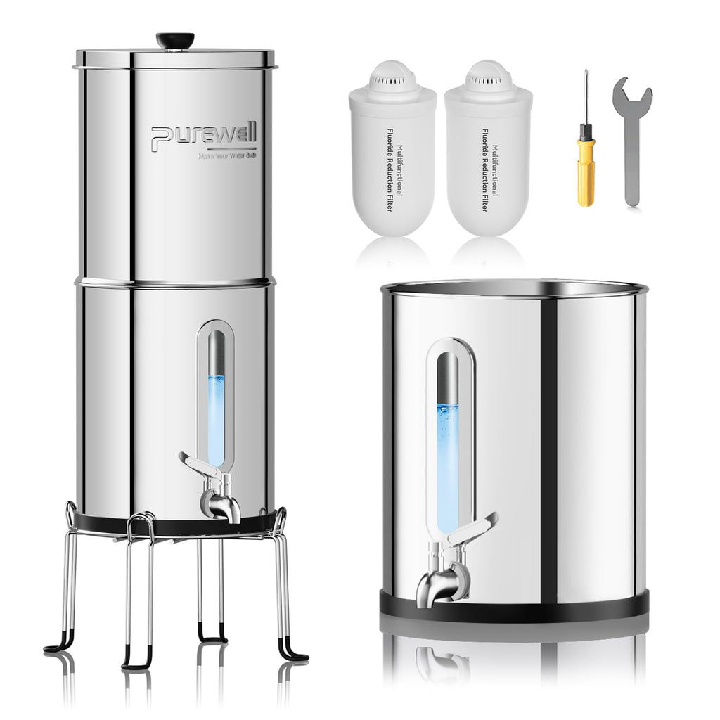 Purewell Upgraded 9-Stage Gravity Water Filter System with Water Level ...
