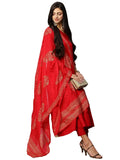 Gosriki Women'S Cotton Blend Solid Anarkali Kurta With Pant & Dupatta (Magic-Red-Nw-Gs_Xl_Red_X-Large),Red,,B0CLH7CM67