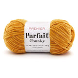 Premier Parfait Chunky Yarn, Super Bulky, Ideal for Knitting & Crocheting, Chenille, Mustard, 3.5 oz, 131 Yards