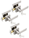 Tinewa 3 Pack Privacy Square Brushed Nickel Door Handle Interior, Keyless Door Knob for Bedroom/Bathroom, Reversible for Left Ri