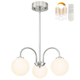 Bagood Nickel Globe Pendant Light 3 Lights Modern Sputnik Chandelier 19.6Mid Century Modern Light Fixture with Milk Glass Gl