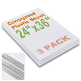 Falling in Art 24x36 Corrugated Plastic Board, 3 Pack Coroplast Plastic Sheet, 3/16 Inch Thick White Double-Sided Blank Poster B