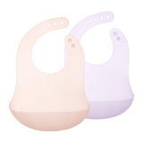 Olababy Fold N Go Silicone Baby Bib w Travel Case | Soft, Lightweight, Waterproof Bibs for Infants & Toddlers | BPA Free (2 Bibs