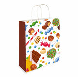 Omnipresent Pack 90 GSM Candy Theme Printed Attractive Small Party Paper Gift Bags, Set of 12, Ideal For Kids Birthday Gifts, Bi