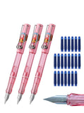 Naaznett Fountain Pens Pack of 3 with 25 Blue Ink Cartridges