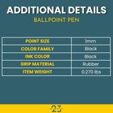Always23 Ballpoint Pens, Comfort Grip Ballpoint Pen, Comfort Grip & Smooth Writing, Black Ink, 1mm 12 Pack